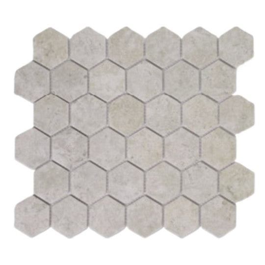 Tesoro 11" x 12.5" Gallery Pressed Textured Hexagon Porcelain Mosaic