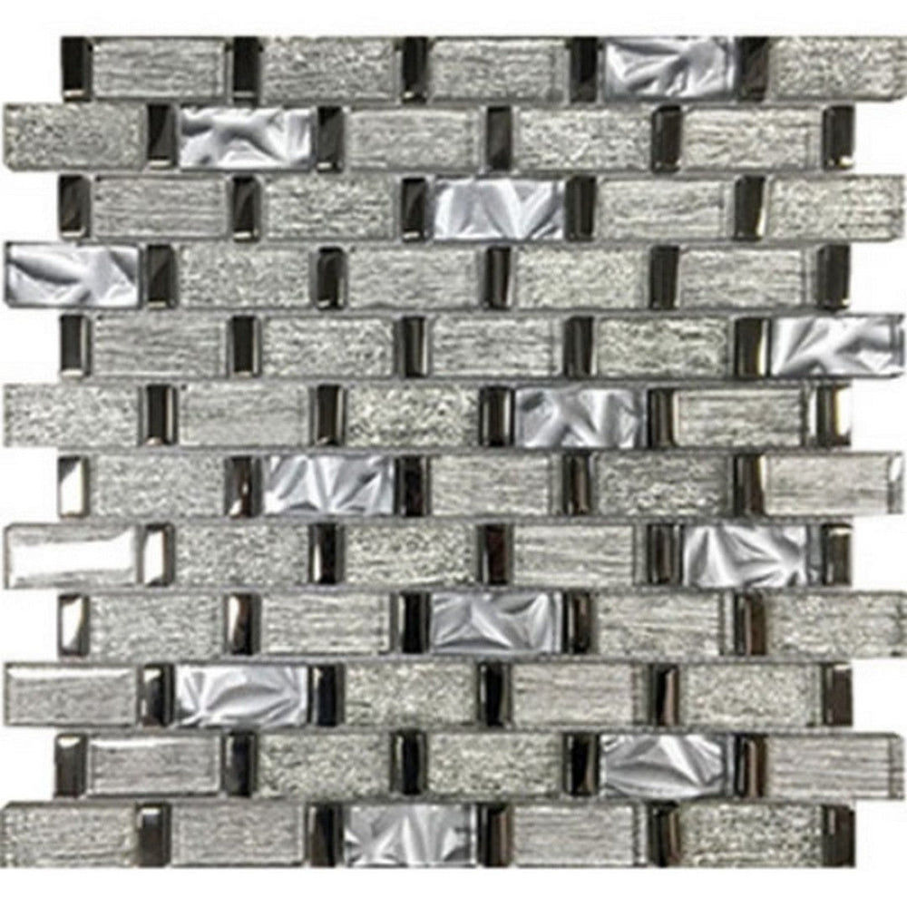 Tesoro 11.75" x 12" Glamour Interlocking Linear Glass Mosaic