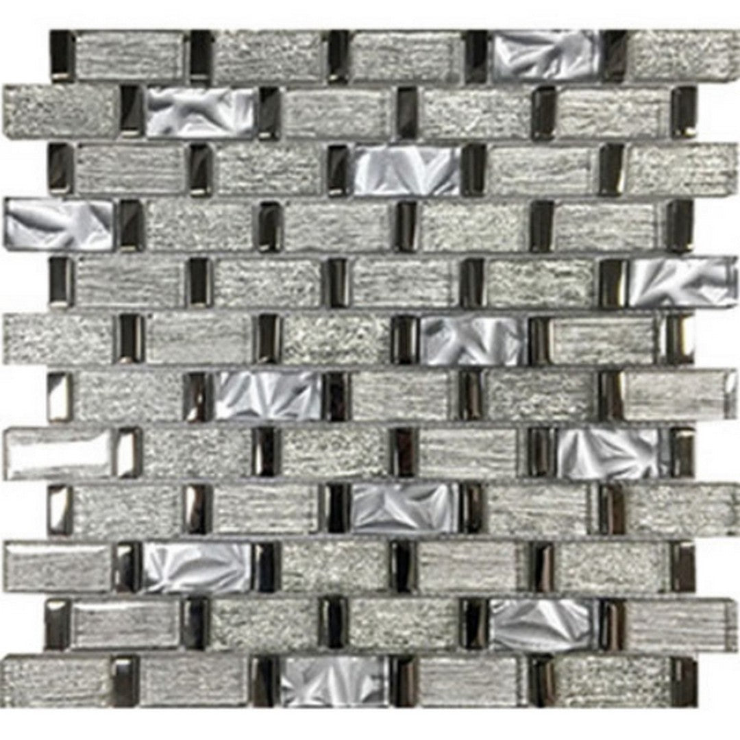 Tesoro 11.75" x 12" Glamour Interlocking Linear Glass Mosaic