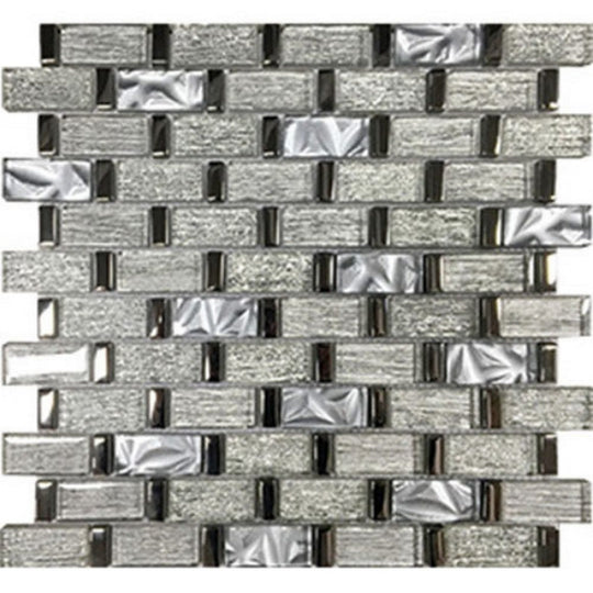 Tesoro 11.75" x 12" Glamour Interlocking Linear Glass Mosaic