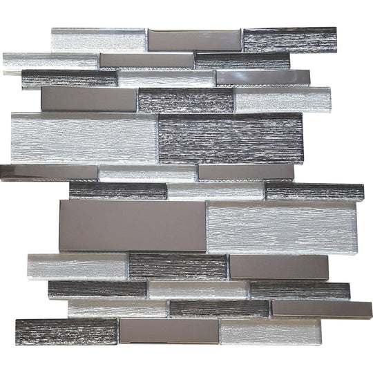 Tesoro 12" x 12" Glimmer Interlocking Linear Glass Mosaic