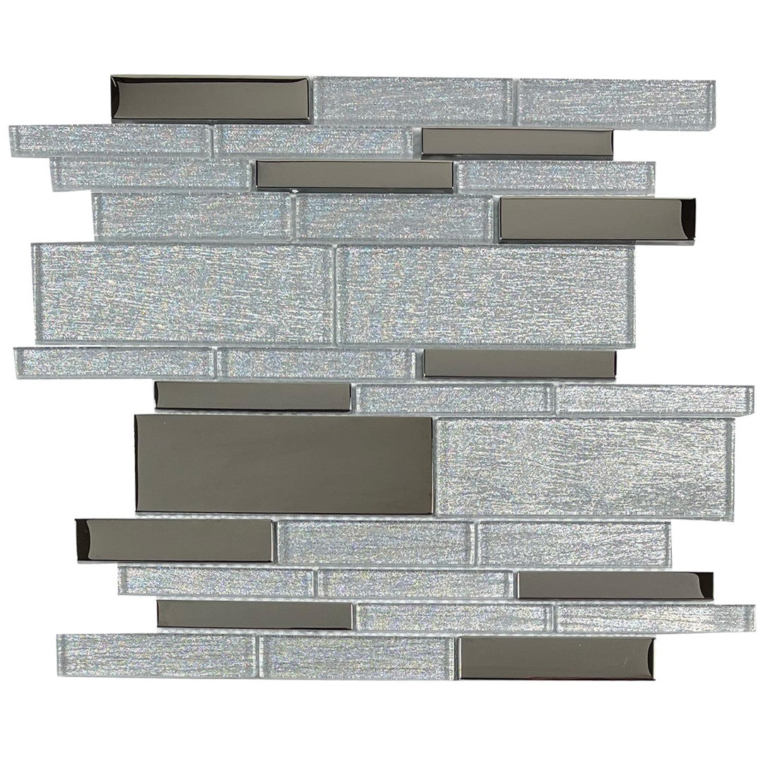 Tesoro 12" x 12" Glimmer Interlocking Linear Glass Mosaic