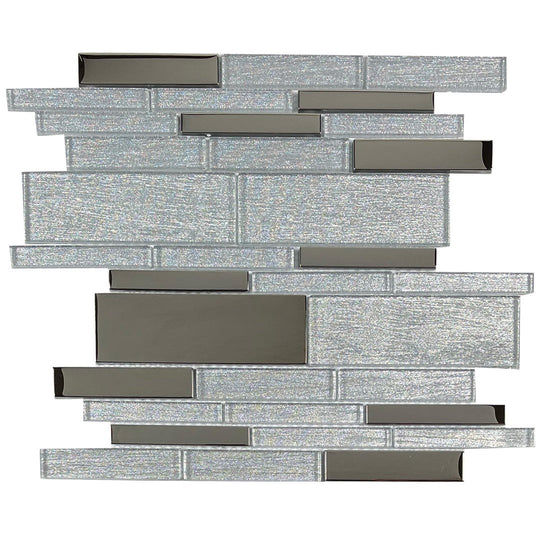 Tesoro 12" x 12" Glimmer Interlocking Linear Glass Mosaic