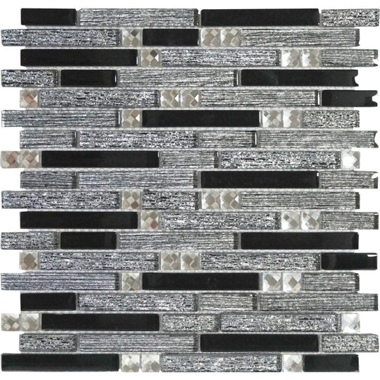 Tesoro 12" x 12" Glitz Interlocking Mixed Linear Glass Mosaic