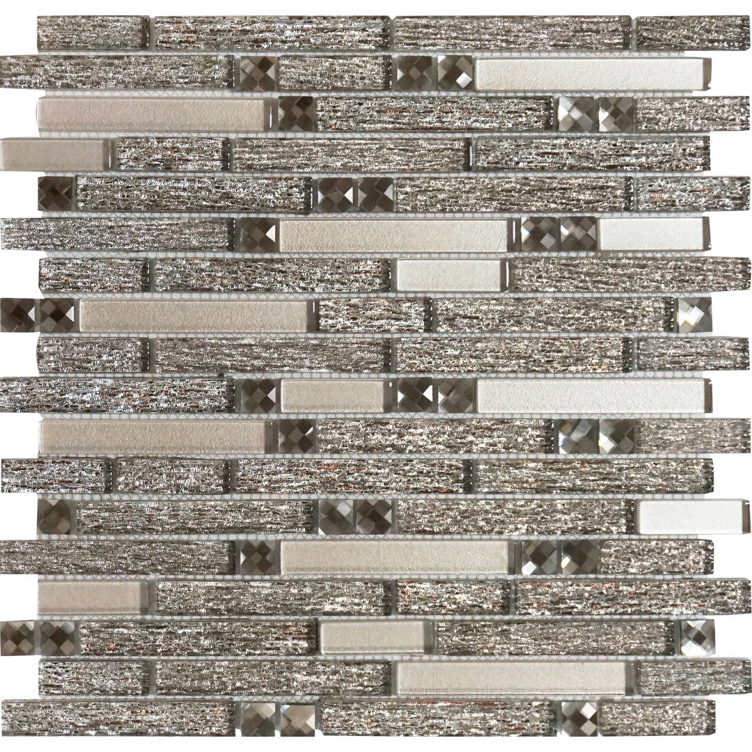 Tesoro 12" x 12" Glitz Interlocking Mixed Linear Glass Mosaic