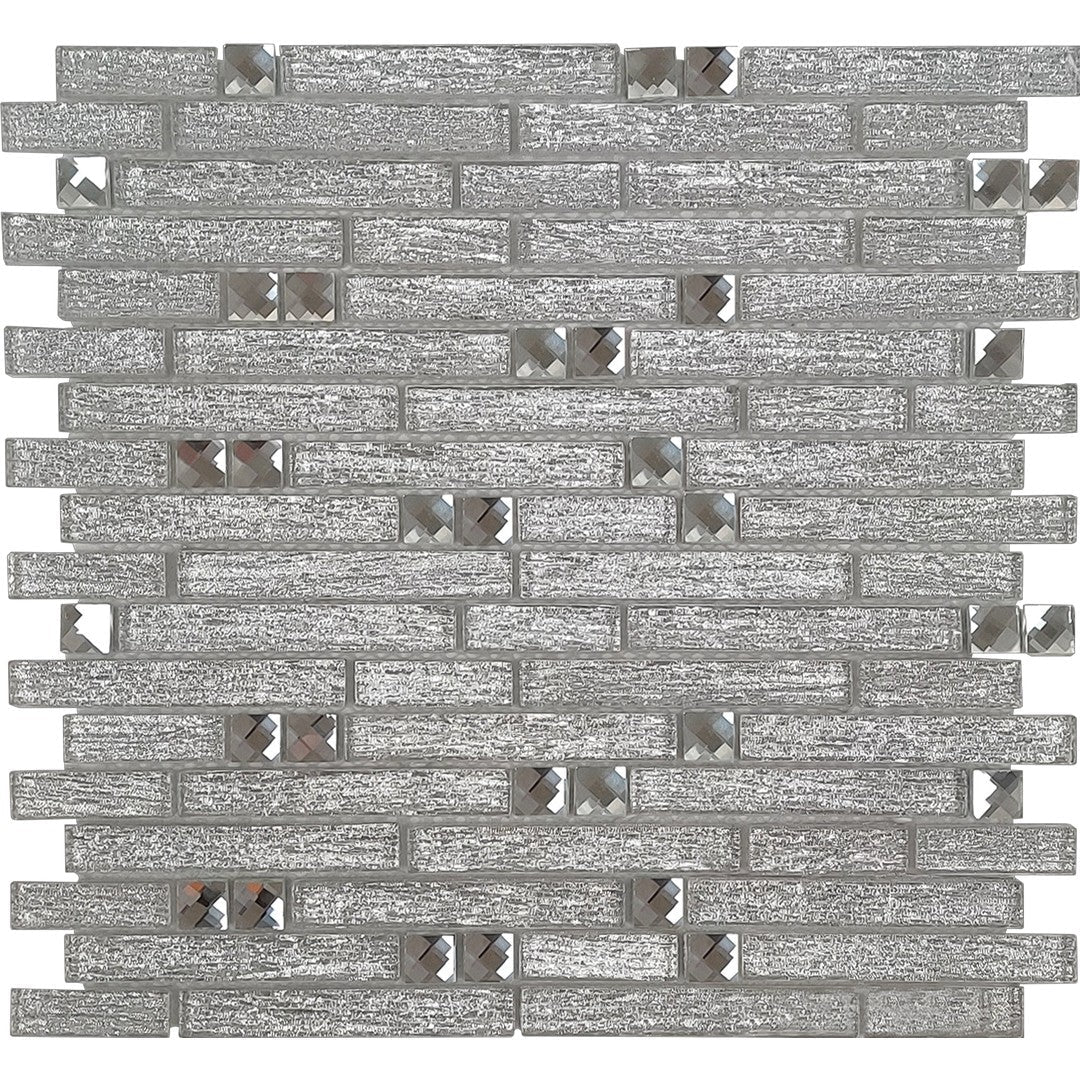 Tesoro 12" x 12" Glitz Interlocking Mixed Linear Glass Mosaic