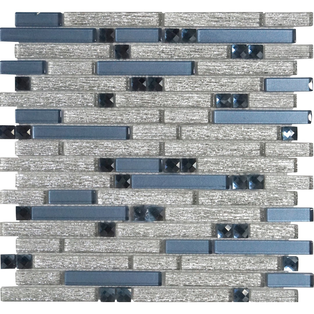 Tesoro 12" x 12" Glitz Interlocking Mixed Linear Glass Mosaic