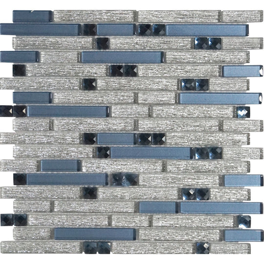 Tesoro 12" x 12" Glitz Interlocking Mixed Linear Glass Mosaic