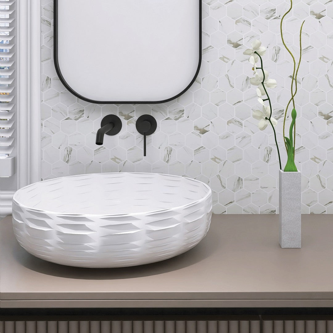 Tesoro-11.75-x-12-Native-Matte-2-Hexagon-Glass-Mosaic-Calacatta
