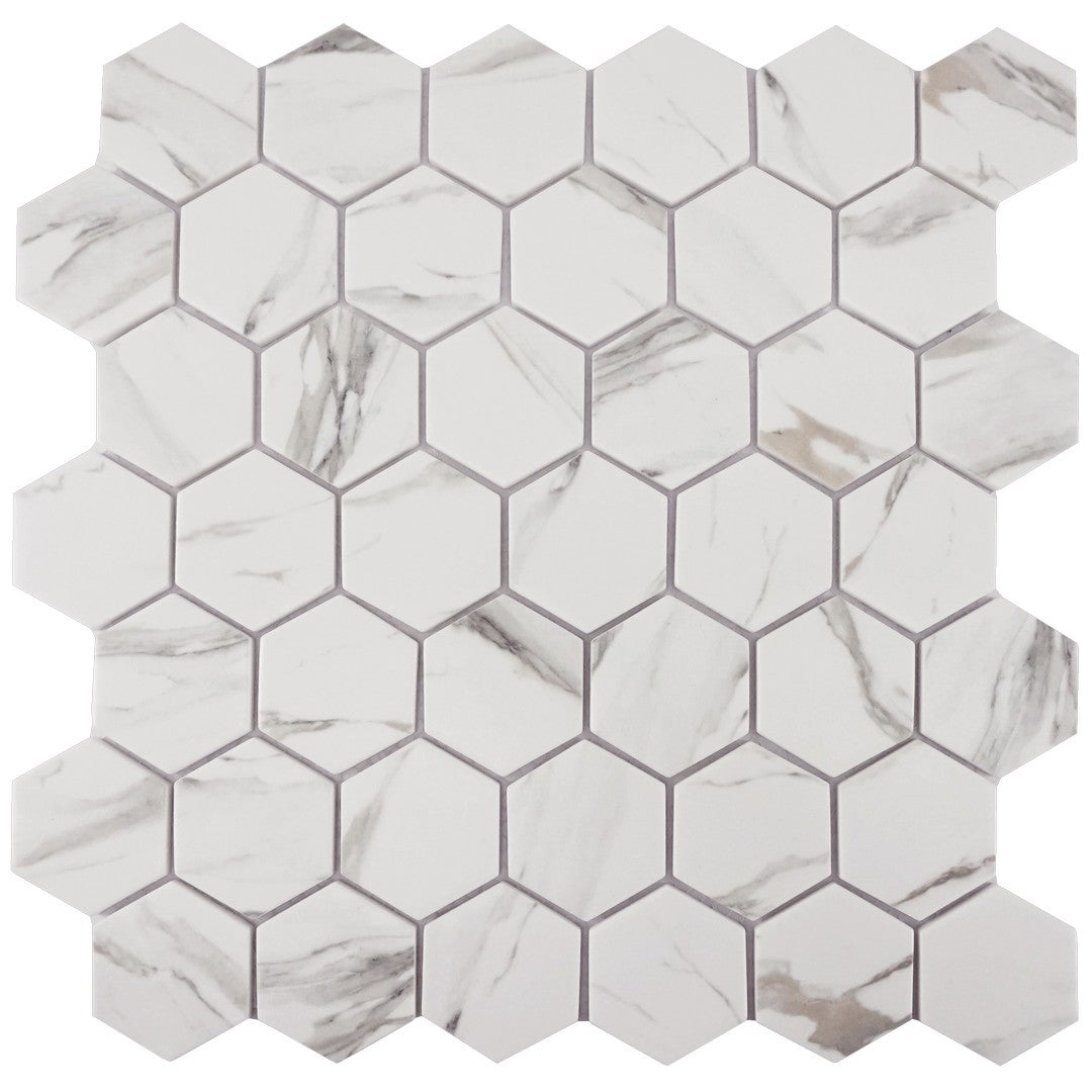 Tesoro 11.75" x 12" Native Matte 2" Hexagon Glass Mosaic