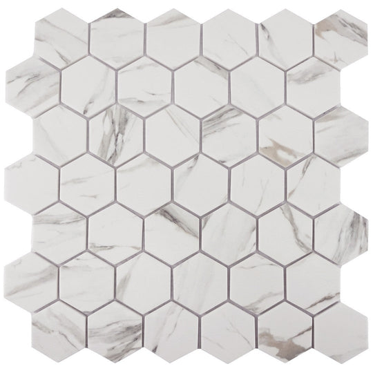 Tesoro 11.75" x 12" Native Matte 2" Hexagon Glass Mosaic