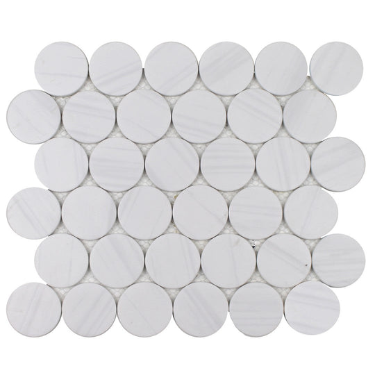 Tesoro 10.25" x 11.5" Native Matte 2" Penny Round Glass Mosaic
