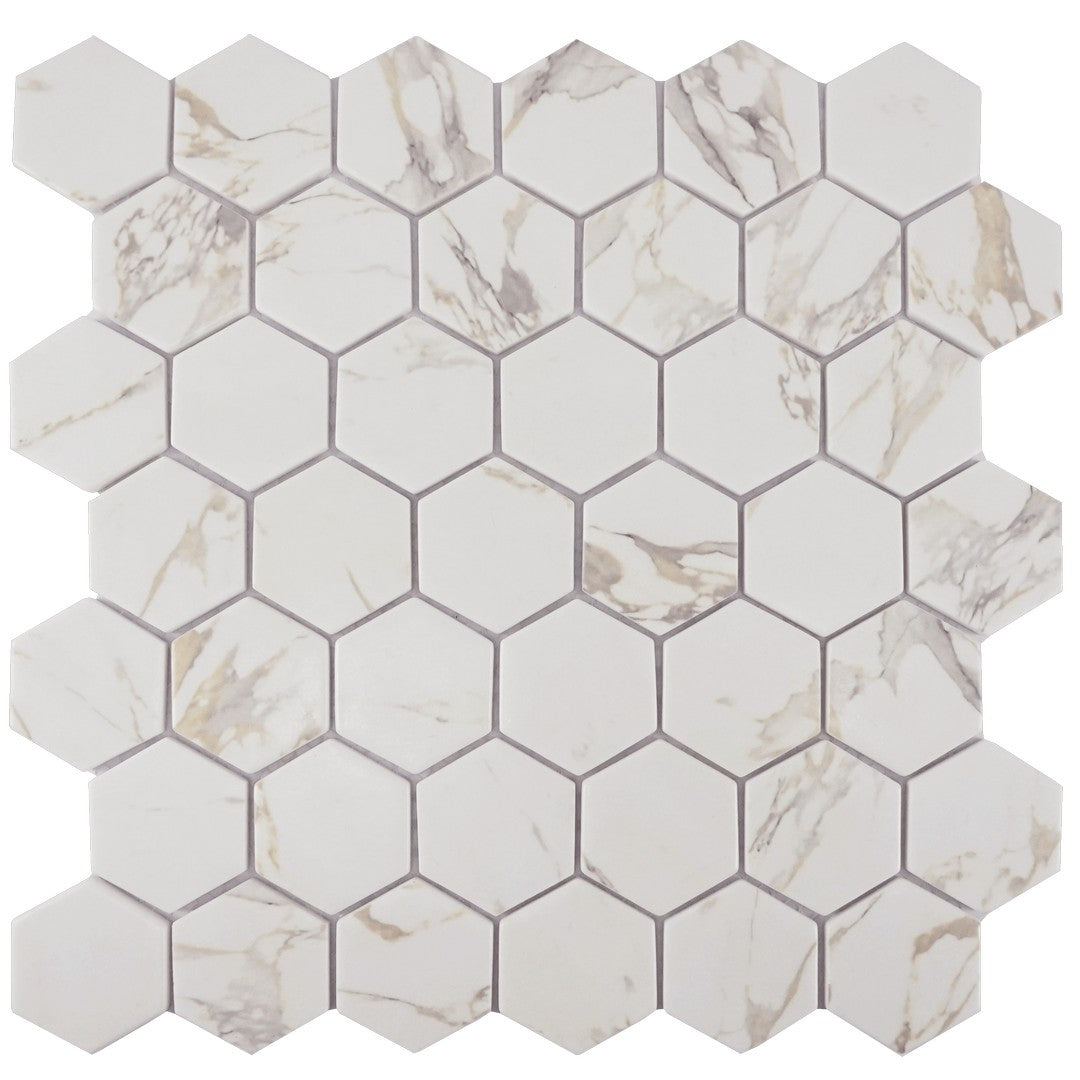 Tesoro 11.75" x 12" Native Matte 2" Hexagon Glass Mosaic