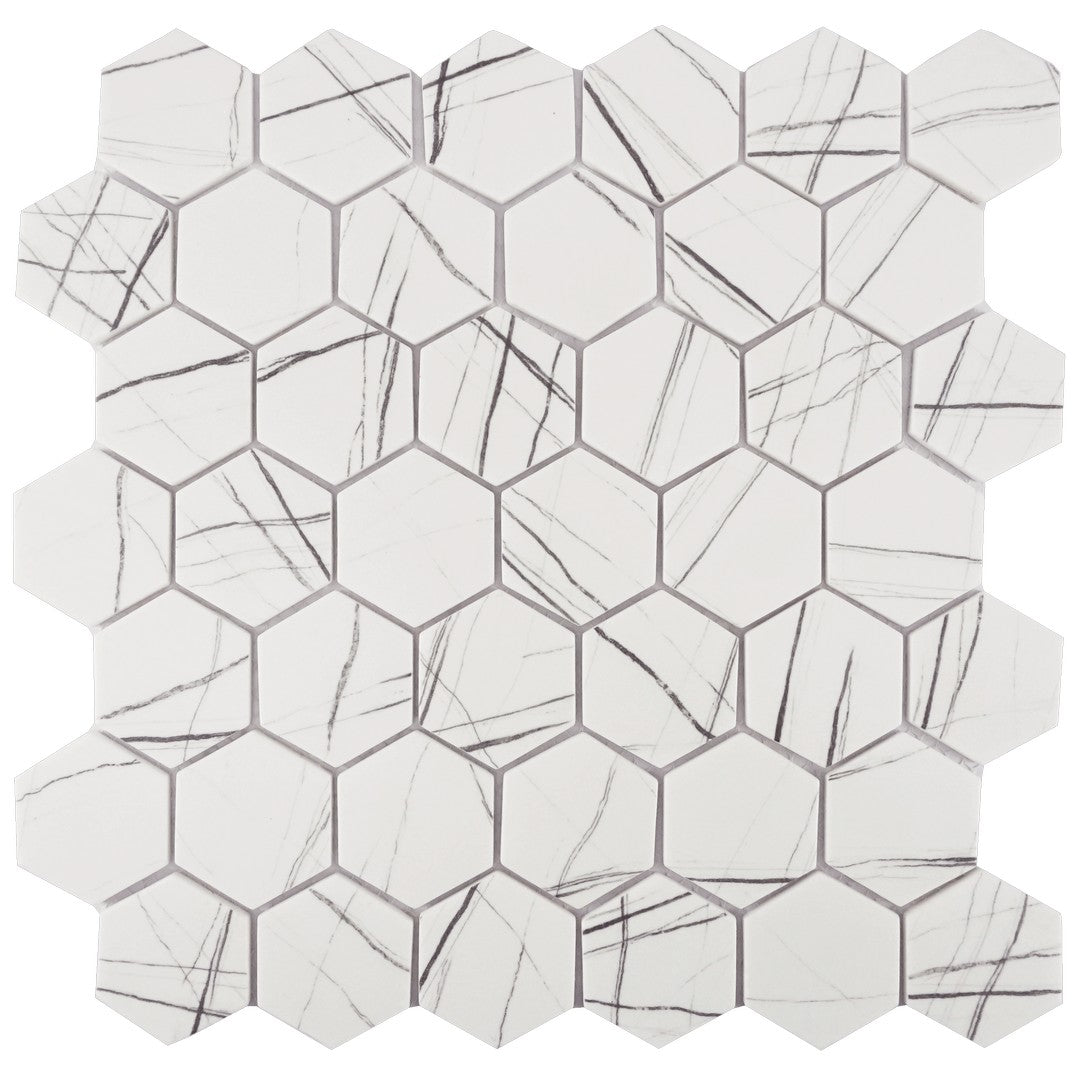 Tesoro 11.75" x 12" Native Matte 2" Hexagon Glass Mosaic