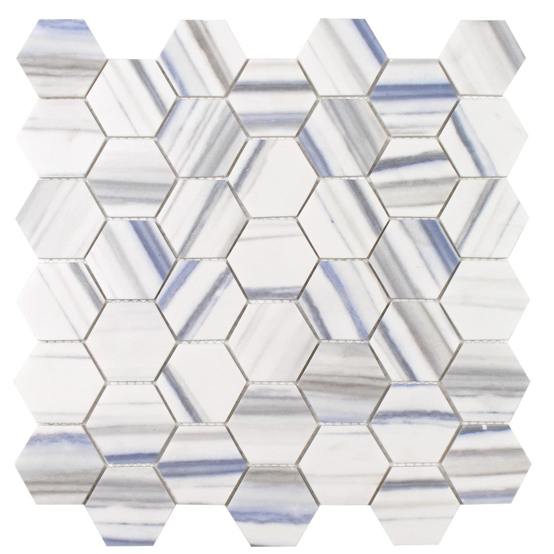 Tesoro 11.75" x 12" Native Matte 2" Hexagon Glass Mosaic