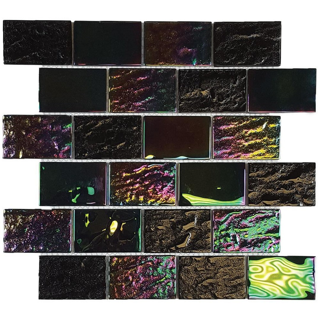 Tesoro 11.50" x 11.75" Nautical Glossy 2x3" Staggered Glass Mosaic