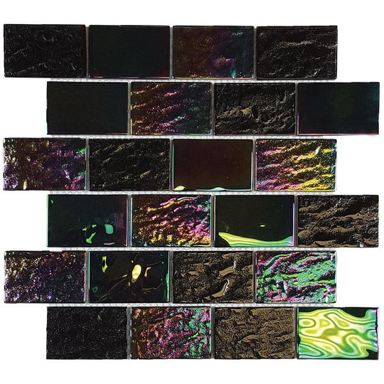 Tesoro 11.50" x 11.75" Nautical Glossy 2x3" Staggered Glass Mosaic