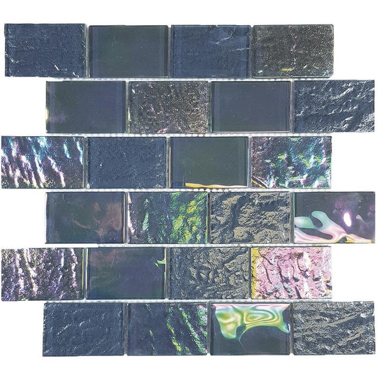 Tesoro 11.50" x 11.75" Nautical Glossy 2x3" Staggered Glass Mosaic