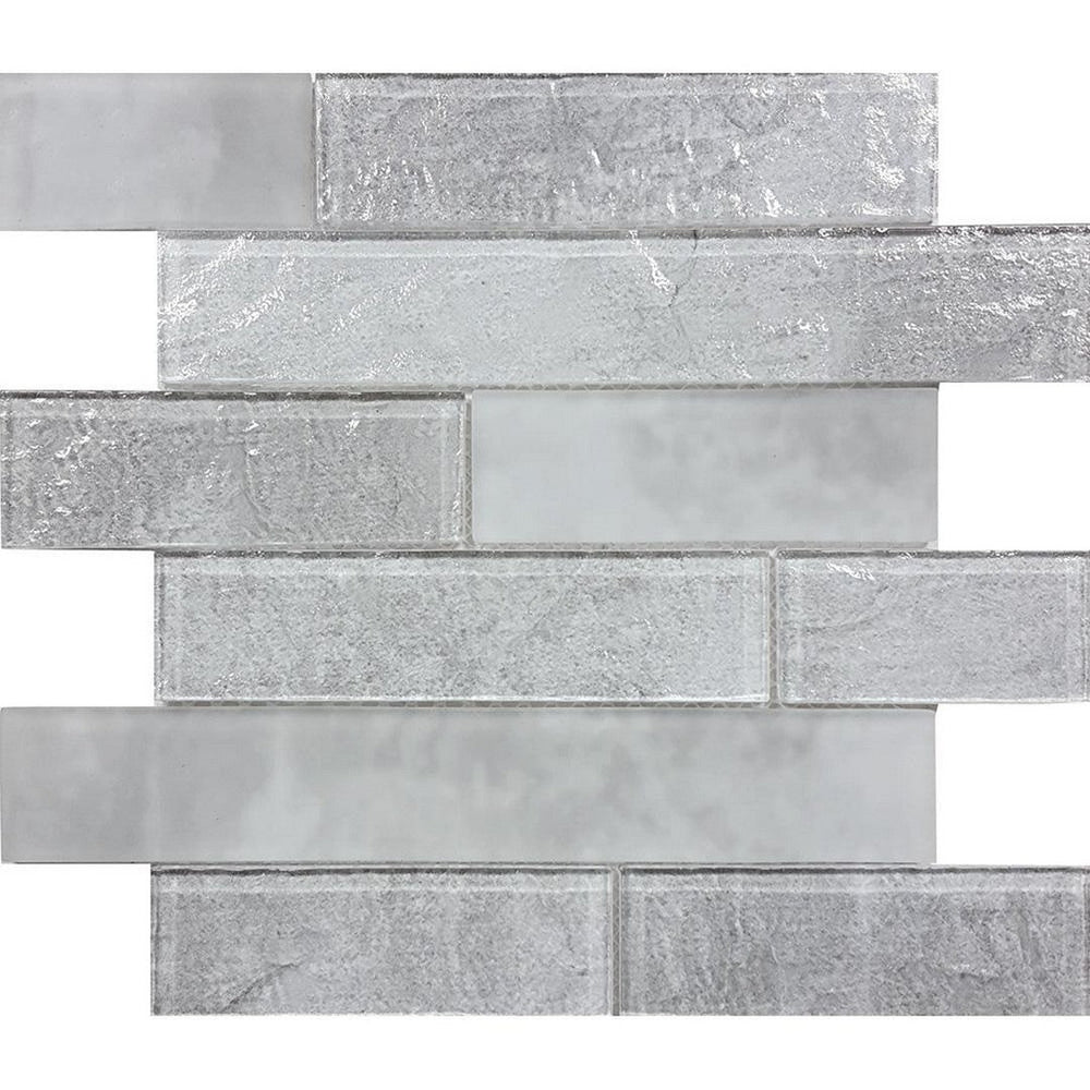 Tesoro 11.75" x 11.75" Revere Glossy & Matte 2x6" Multi Linear Glass Mosaic