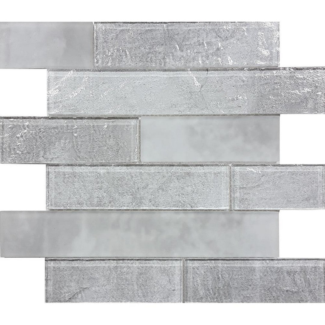 Tesoro 11.75" x 11.75" Revere Glossy & Matte 2x6" Multi Linear Glass Mosaic