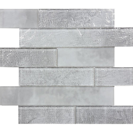 Tesoro 11.75" x 11.75" Revere Glossy & Matte 2x6" Multi Linear Glass Mosaic