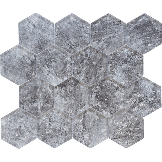 Tesoro 10.25" x 11.75" Revere Interlocking 3" Hexagon Glass Mosaic
