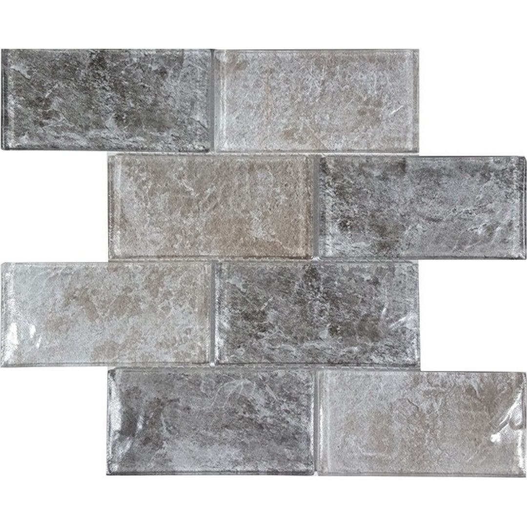 Tesoro 11.75" x 11.75" Revere Interlocking 3x6" Convex Glass Mosaic