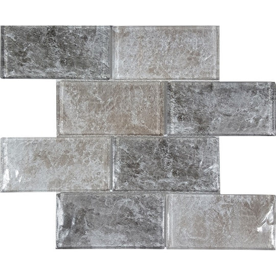 Tesoro 11.75" x 11.75" Revere Interlocking 3x6" Convex Glass Mosaic