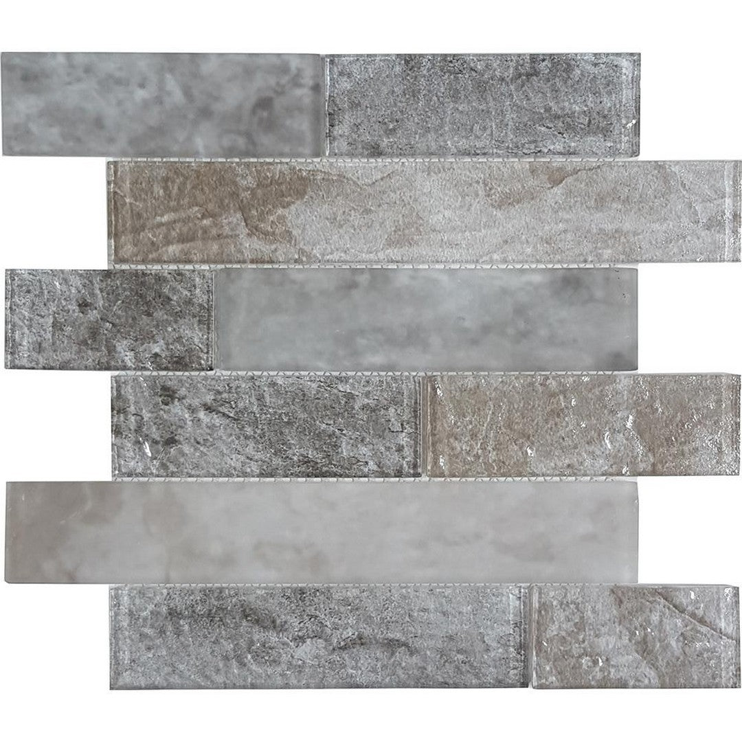 Tesoro 11.75" x 11.75" Revere Glossy & Matte 2x6" Multi Linear Glass Mosaic
