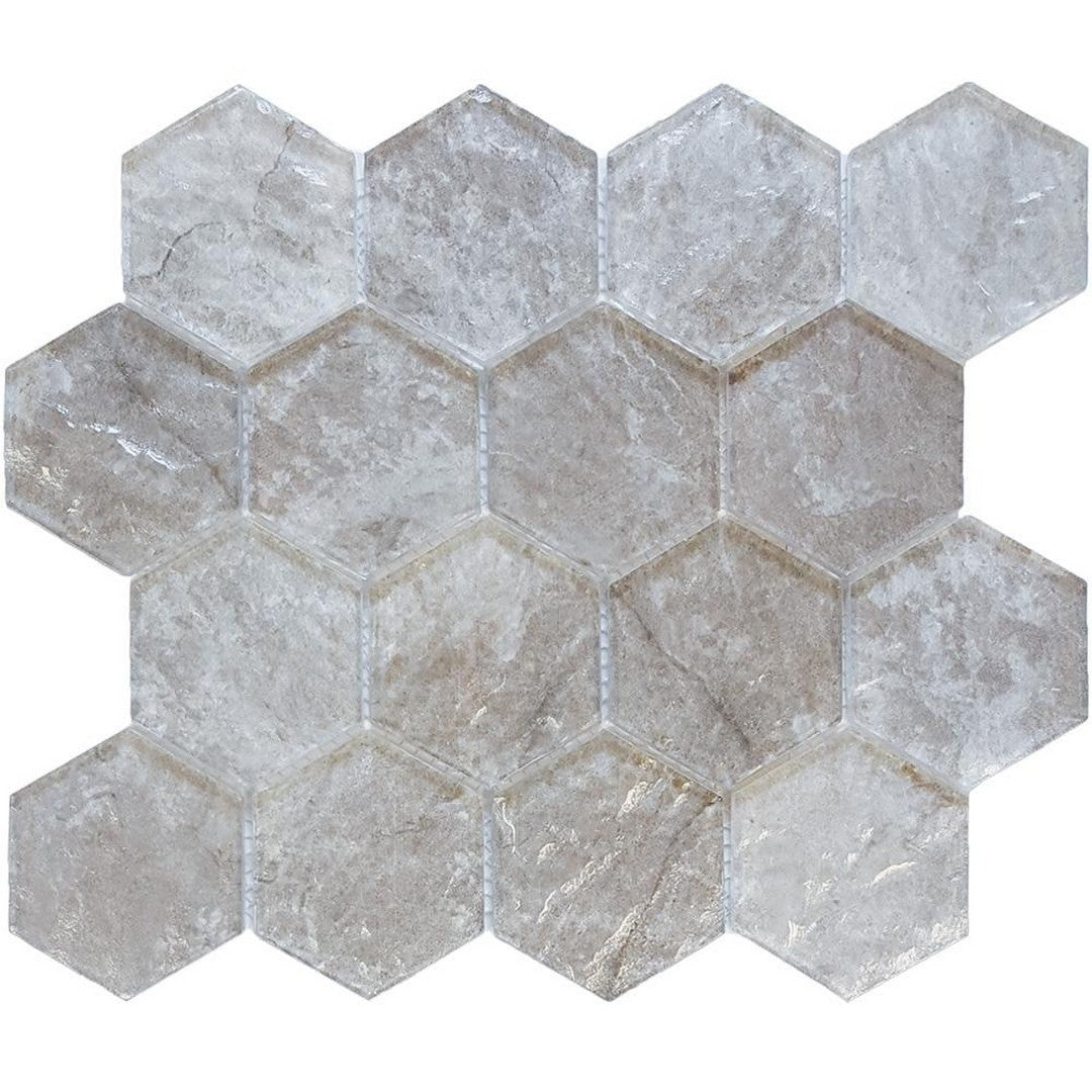 Tesoro 10.25" x 11.75" Revere Interlocking 3" Hexagon Glass Mosaic