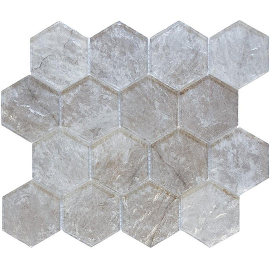 Tesoro 10.25" x 11.75" Revere Interlocking 3" Hexagon Glass Mosaic