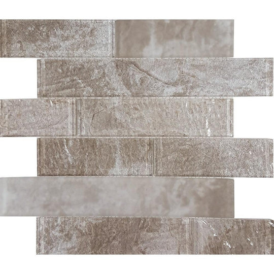 Tesoro 11.75" x 11.75" Revere Glossy & Matte 2x6" Multi Linear Glass Mosaic