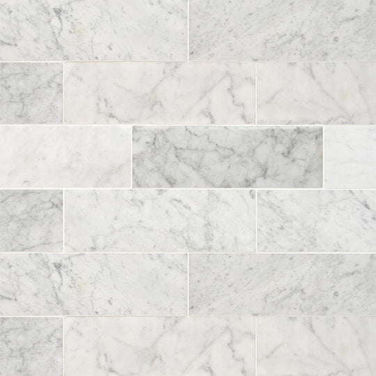 MS International Carrara White 4" x 12" Honed Marble Subway Tile