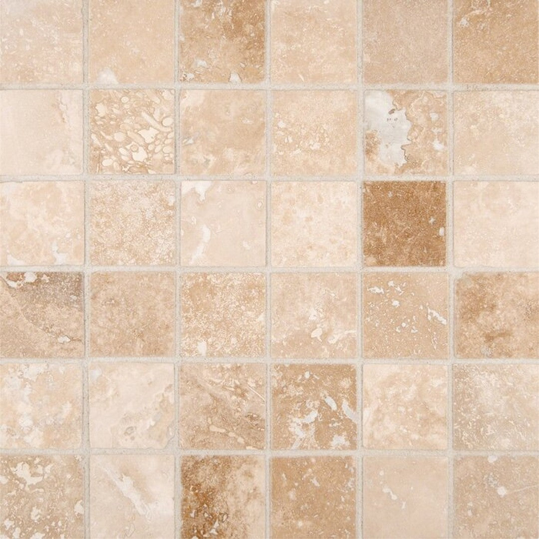 MS International Tuscany Ivory 12" x 12" Honed Travertine 2" Mosaic