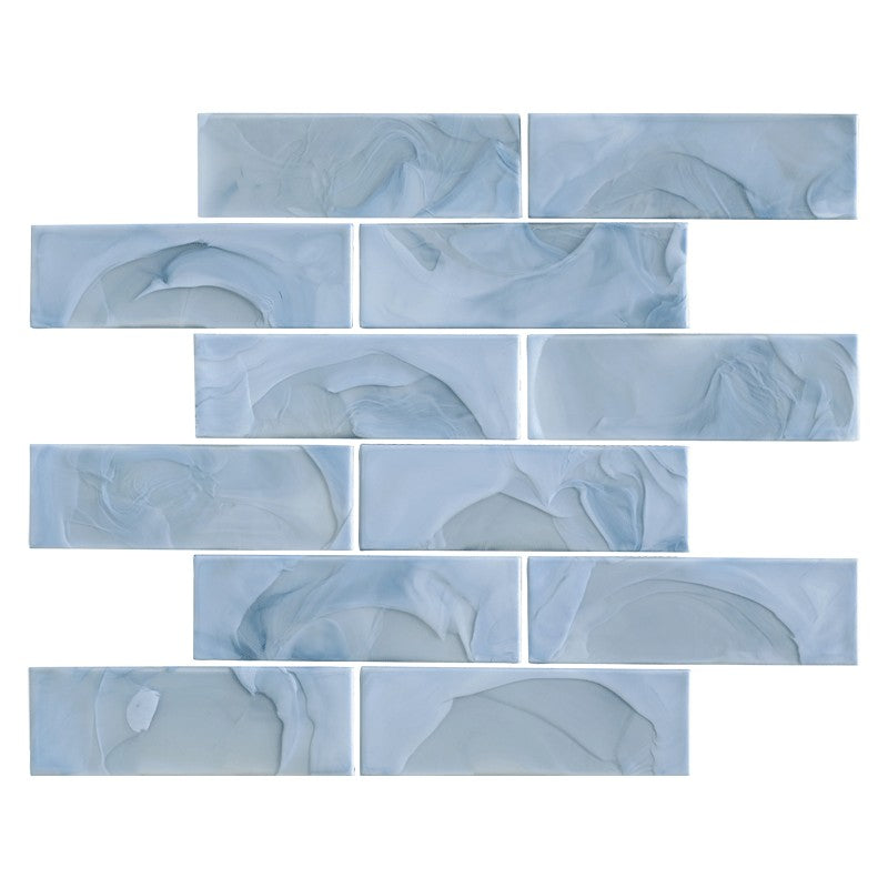 Maniscalco Stone 11.7" x 11.7" Tundra Melted Matte Glass 2x6" Brick Mosaic