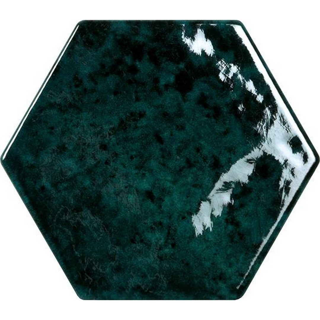 Tesoro 6.25" x 7.25" Esamarine Pressed Glossy Ceramic Hexagon Tile