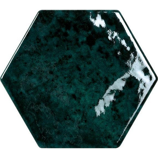 Tesoro 6.25" x 7.25" Esamarine Pressed Glossy Ceramic Hexagon Tile