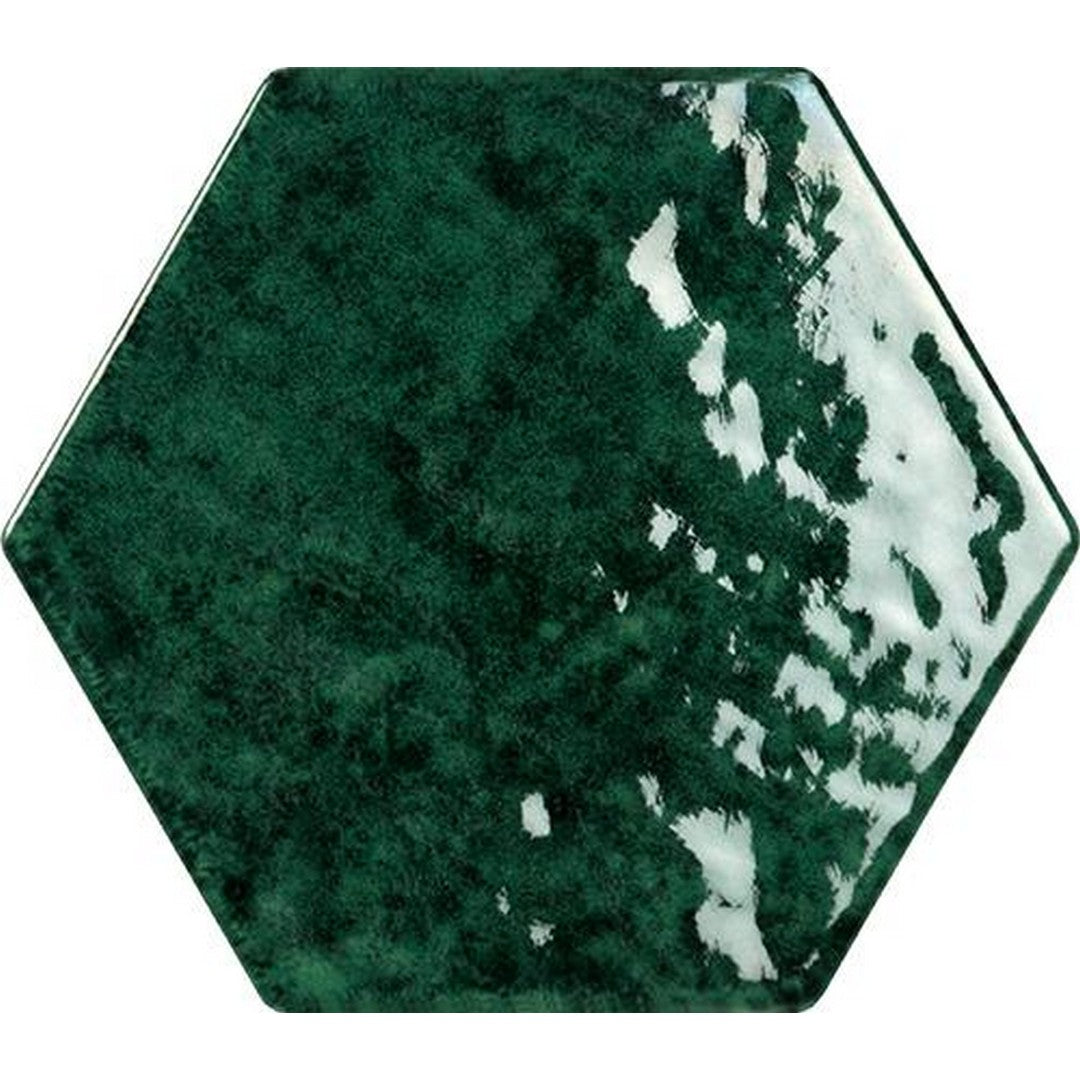 Tesoro 6.25" x 7.25" Esamarine Pressed Glossy Ceramic Hexagon Tile