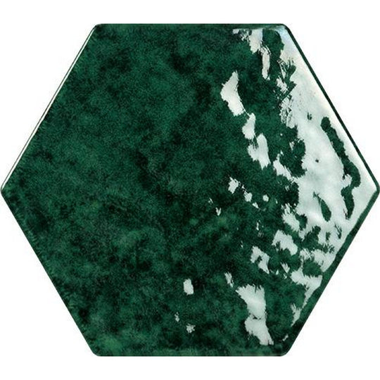 Tesoro 6.25" x 7.25" Esamarine Pressed Glossy Ceramic Hexagon Tile