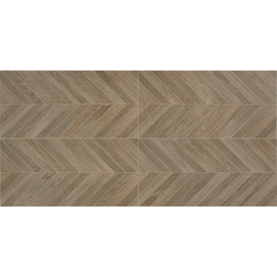 Daltile Trellis Oak 18" x 36" Rectified Porcelain Chevron Deco Accent Floor Tile