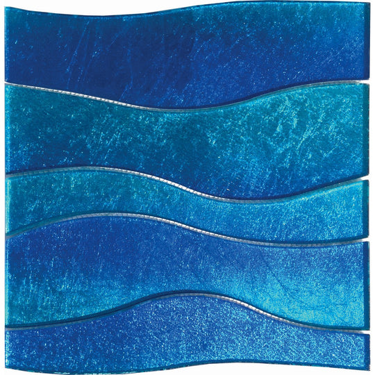 Tesoro 11.75" x 12" Terra Bella Interlocking Glass Wave Mosaic