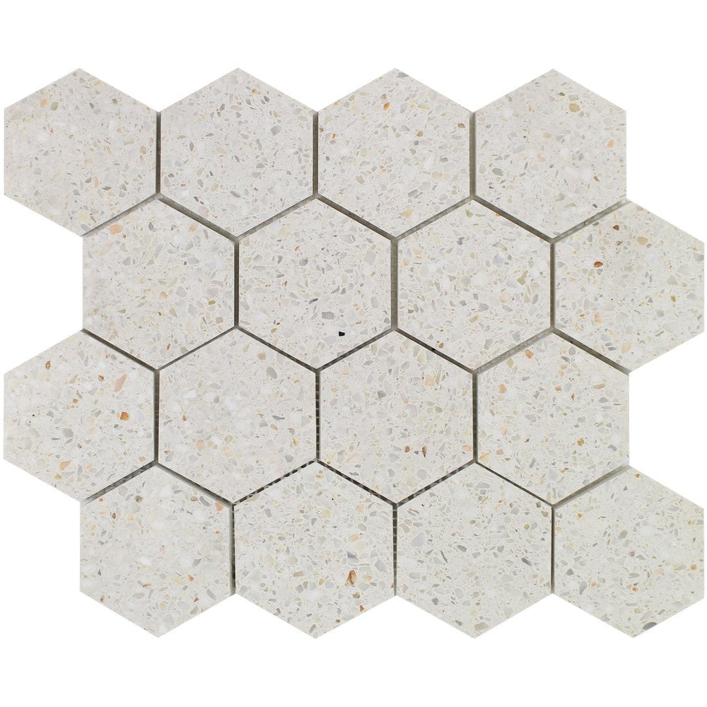 Tesoro 10.5" x 12" Venice Honed 3" Hexagon Natural Stone Mosaic