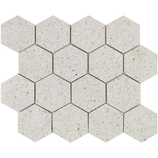 Tesoro 10.5" x 12" Venice Honed 3" Hexagon Natural Stone Mosaic
