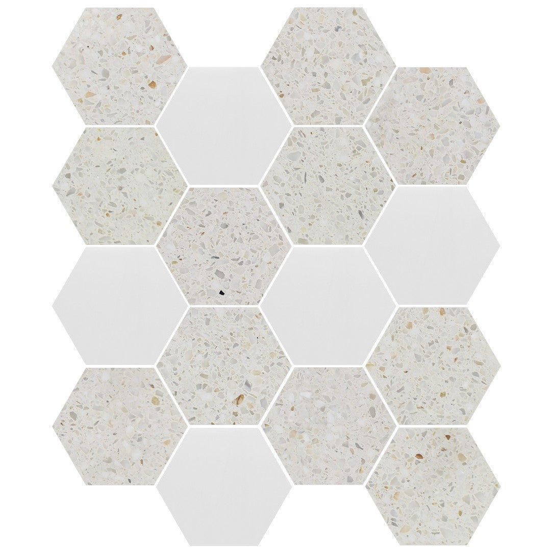 Tesoro 10.5" x 12" Venice Honed 3" Hexagon Random Natural Stone Mosaic