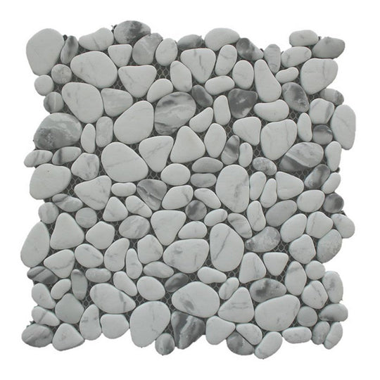 Maniscalco Little Sandy Pebbles 11.2" x 11.2" Matte Recycled Glass Mosaic