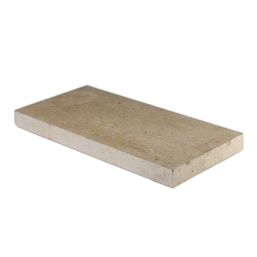 Bedrosians Travertine 12" x 24" Tumbled 5cm Eased Edge Pool Coping