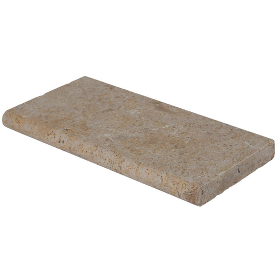 Bedrosians Travertine 12" x 24" Tumbled 5cm Bullnose Edge Pool Coping