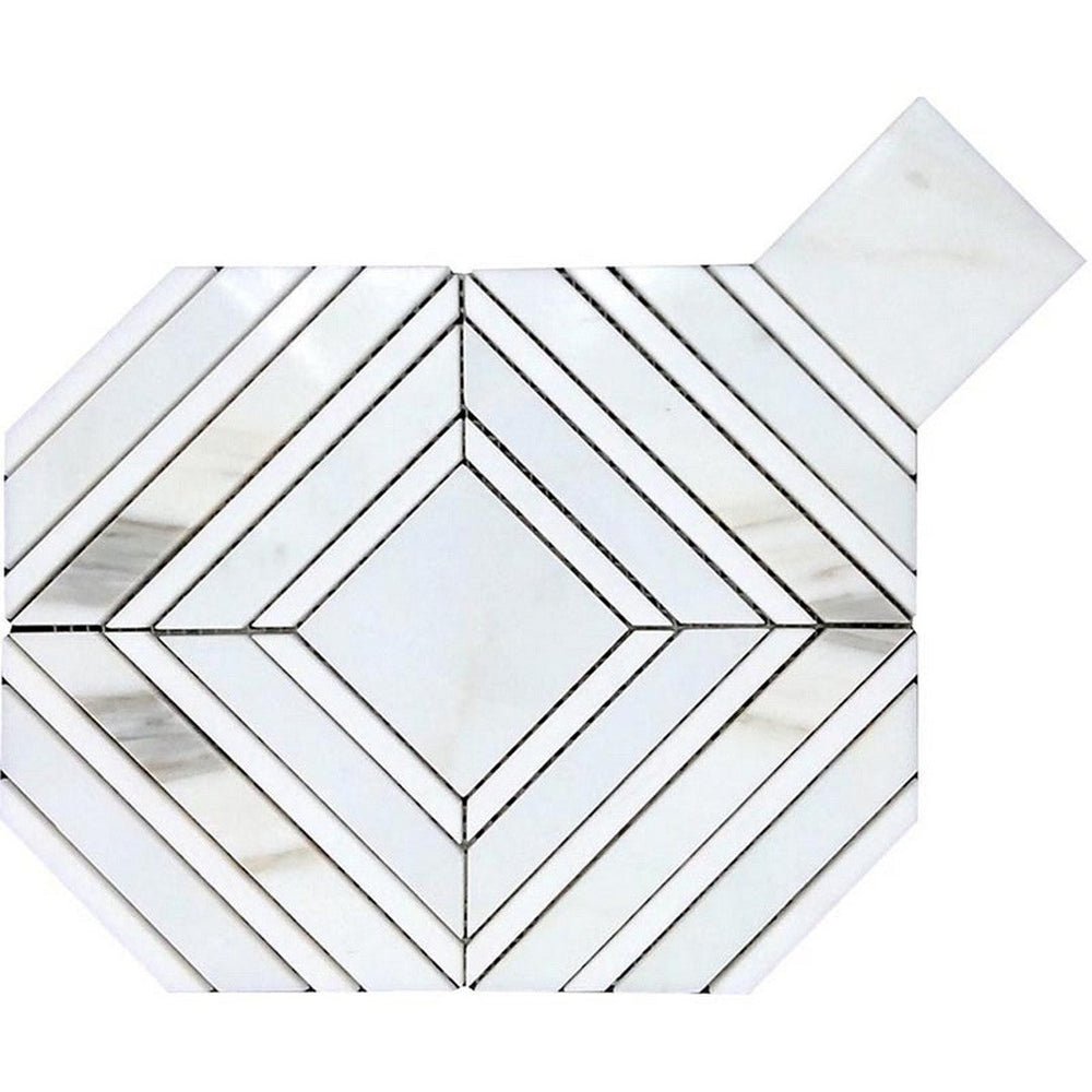 MiR Tuscany 9" x 11.3" Calacatta Gold & Thassos Interlocking Marble Mosaic