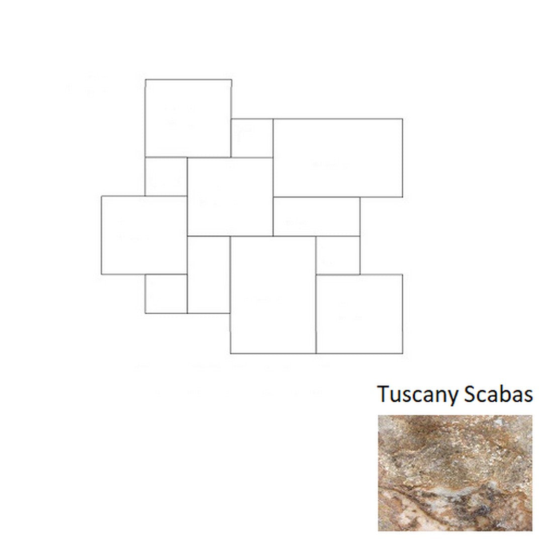MS International Tuscany Scabas 16" x RL Travertine Versailles Pattern Tile Mixed Finish
