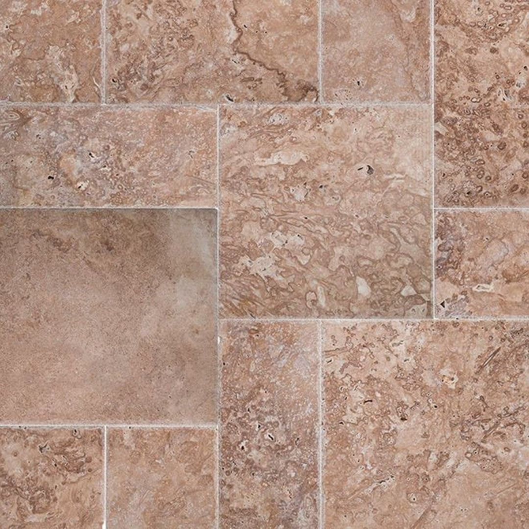 MS International Tuscany Walnut Classic 8" x RL Unfilled Travertine Versailles Pattern Tile